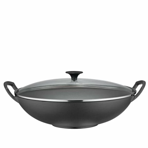 Spring Guss-Wok Set Mit Glasdeckel, Abtropfgitter, Holzwender Und Rührstäbchen | Ø 35 Cm 3